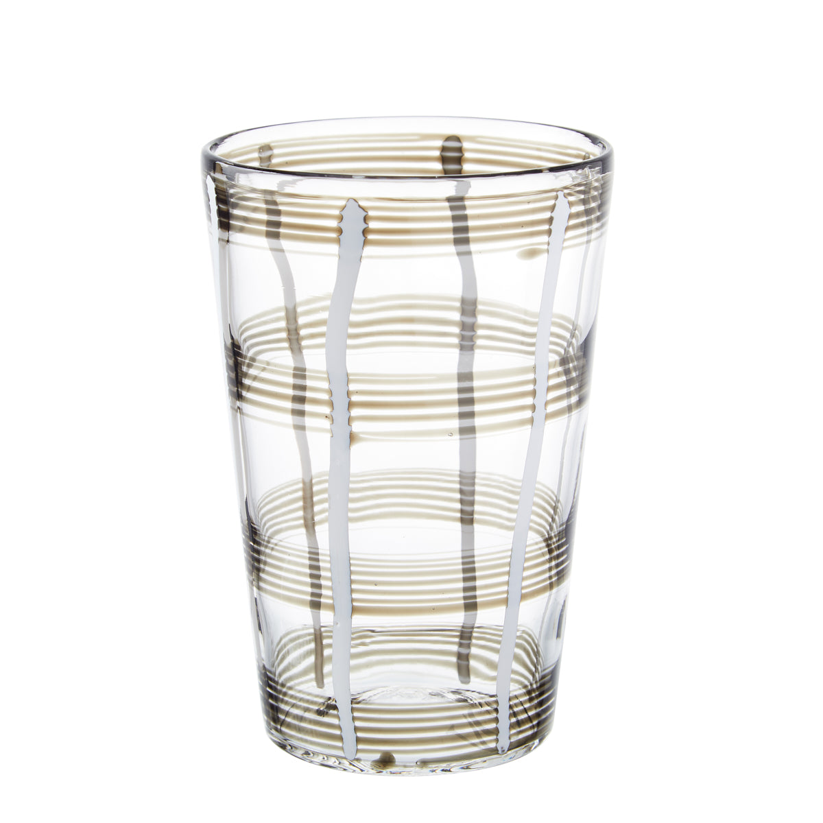Nina Campbell Large Tumbler Bone/White Stripes against a white background
