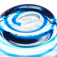 Nina Campbell Swirl Tumbler Aqua close up label