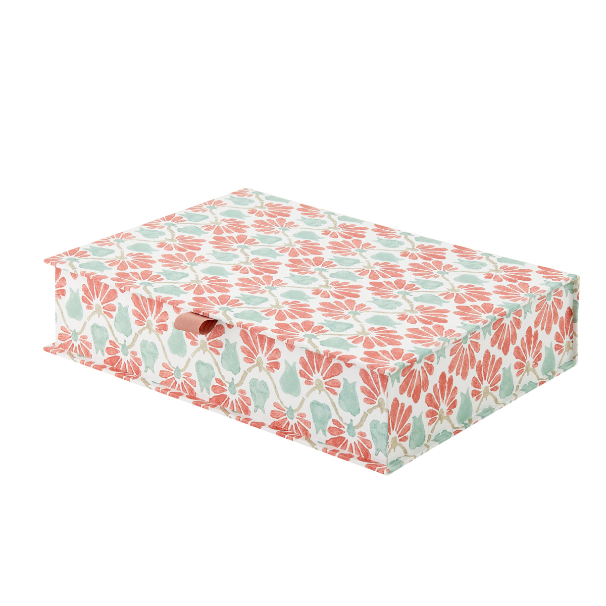A4 Boxfile Ginko Tulips Coral/Aqua