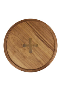 Nina Campbell Button Table in chestnut against white background top view