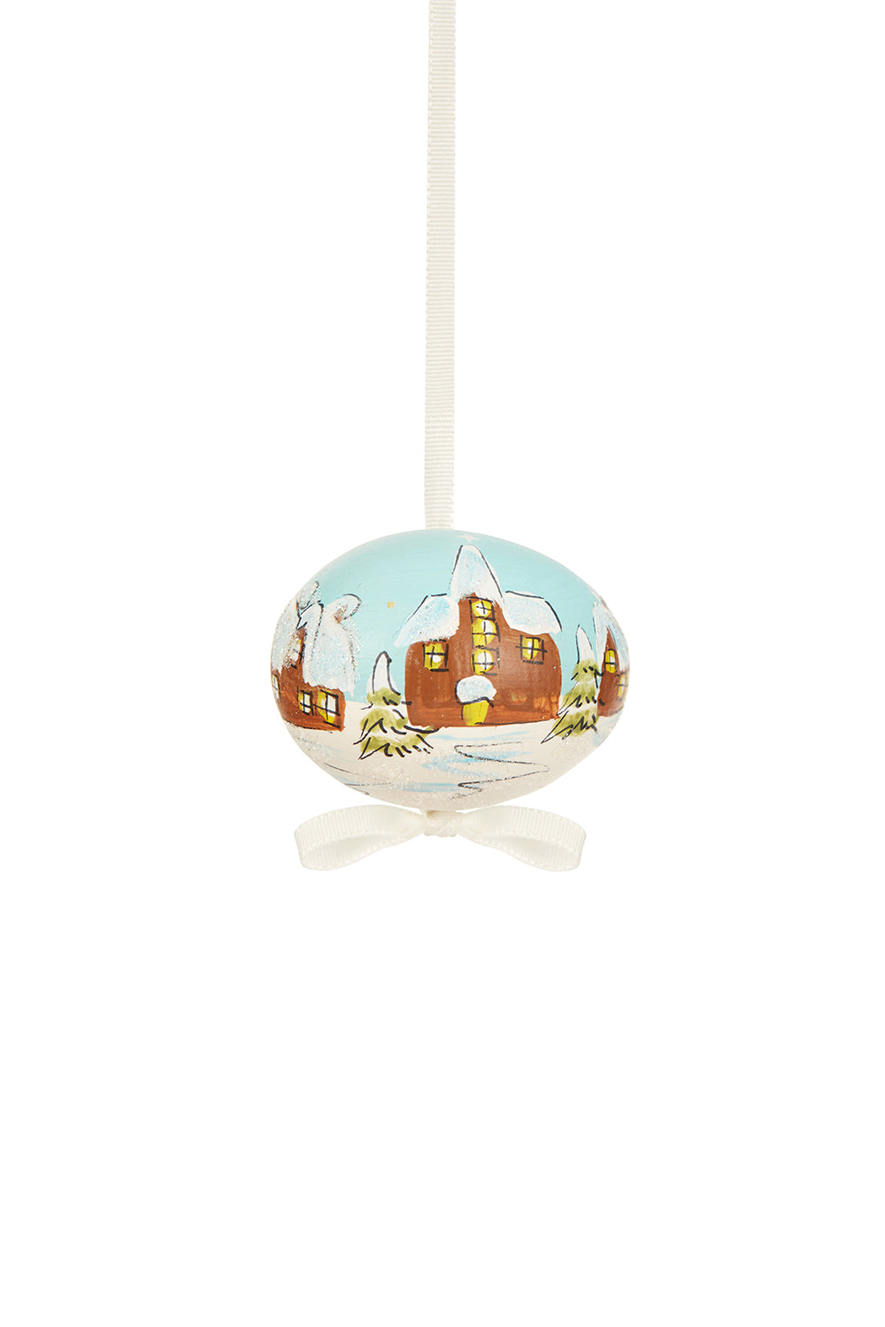Bauble Snowhouse Scene Oval Egg 5cm