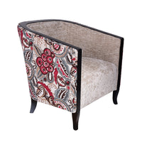 Nina Campbell Brewster Tub Chair in two Fabrics against a white background