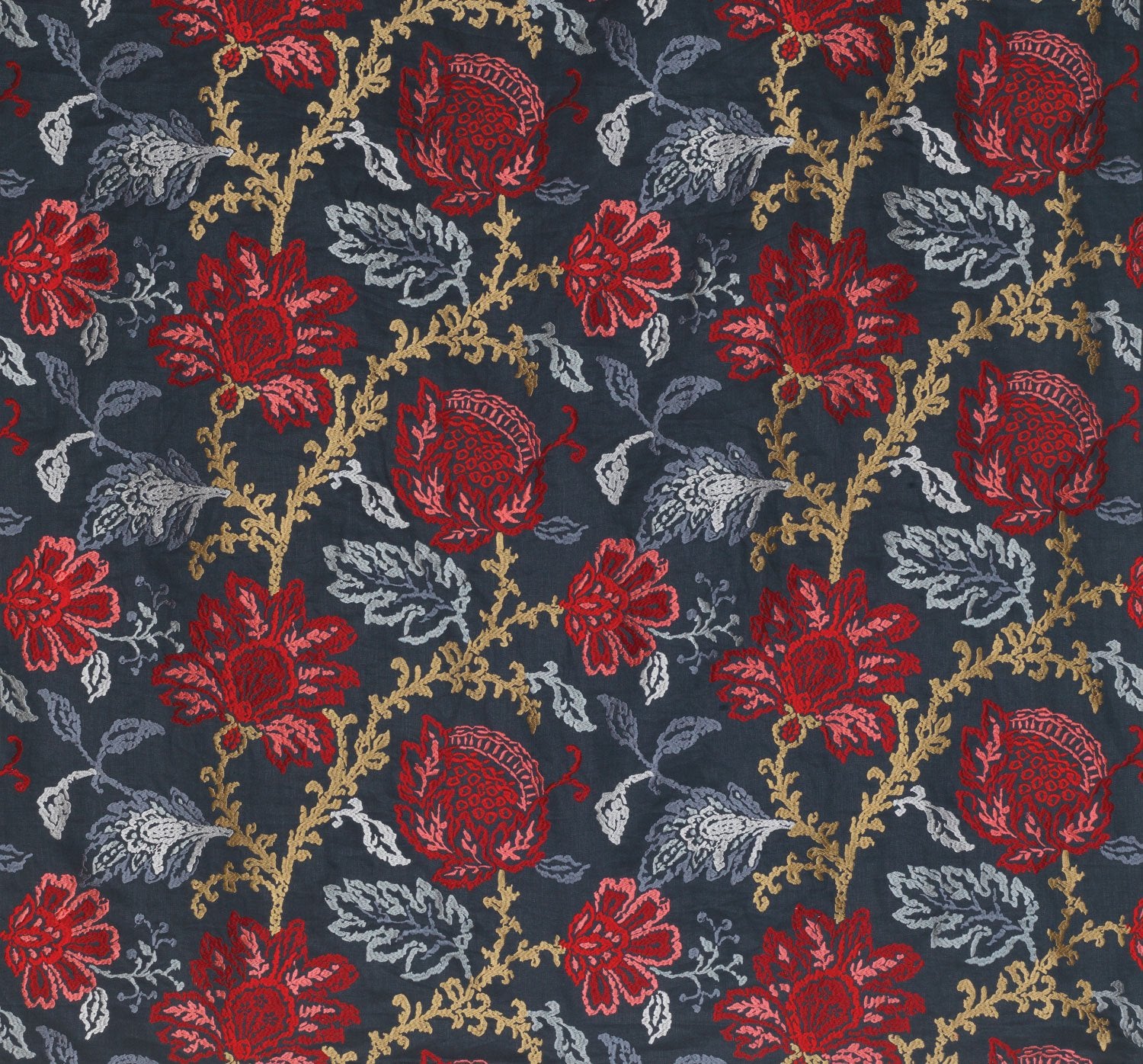 Nina Campbell Fabric - Coromandel Blue/Red/Neutral NCF4243-01
