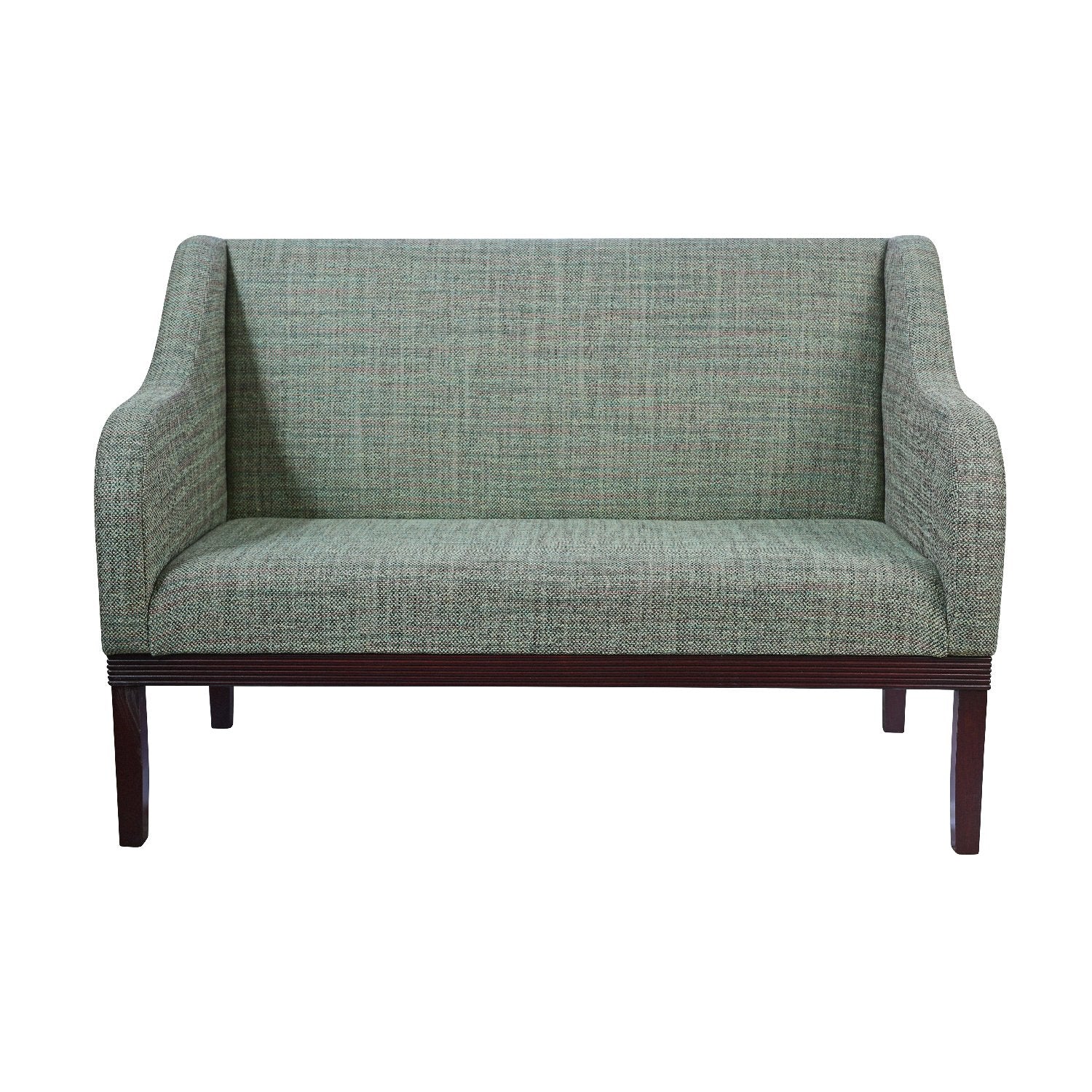 Nina Campbell Chopin Bench in teal fabric against a white background