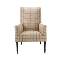 Nina Campbell in chequered fabric against a white background