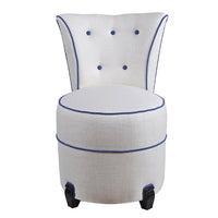 Nina Campbell Coco Dressing Table Chair in white colette against a white background