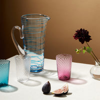 Nina Campbell Swirl Table Jug Large Aqua on table setting