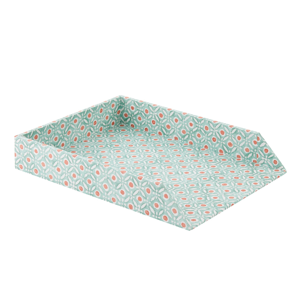 Letter Tray Batik Dots Coral/Aqua