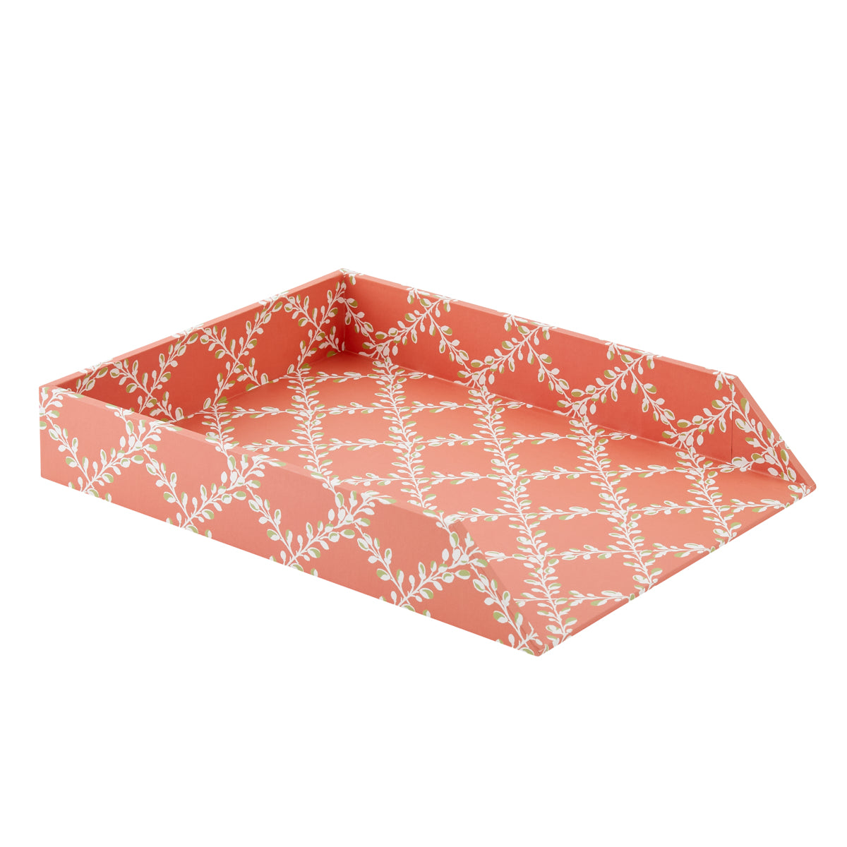 Nina Campbell Letter Tray Bud Trellis - Coral