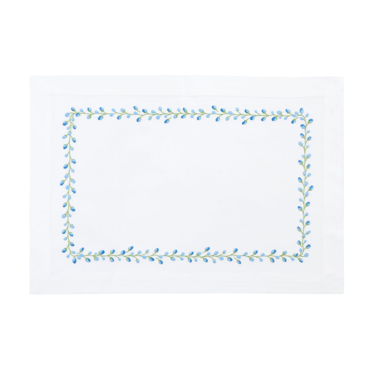 Nina Campbell Bud Placemat Blue/Green against a white background