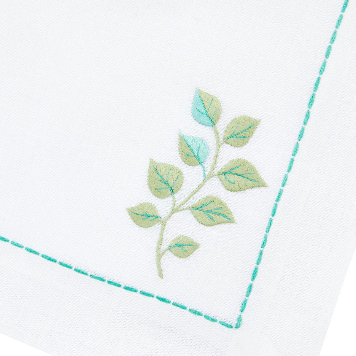 Nina Campbell Aqua Leaf Napkin close up