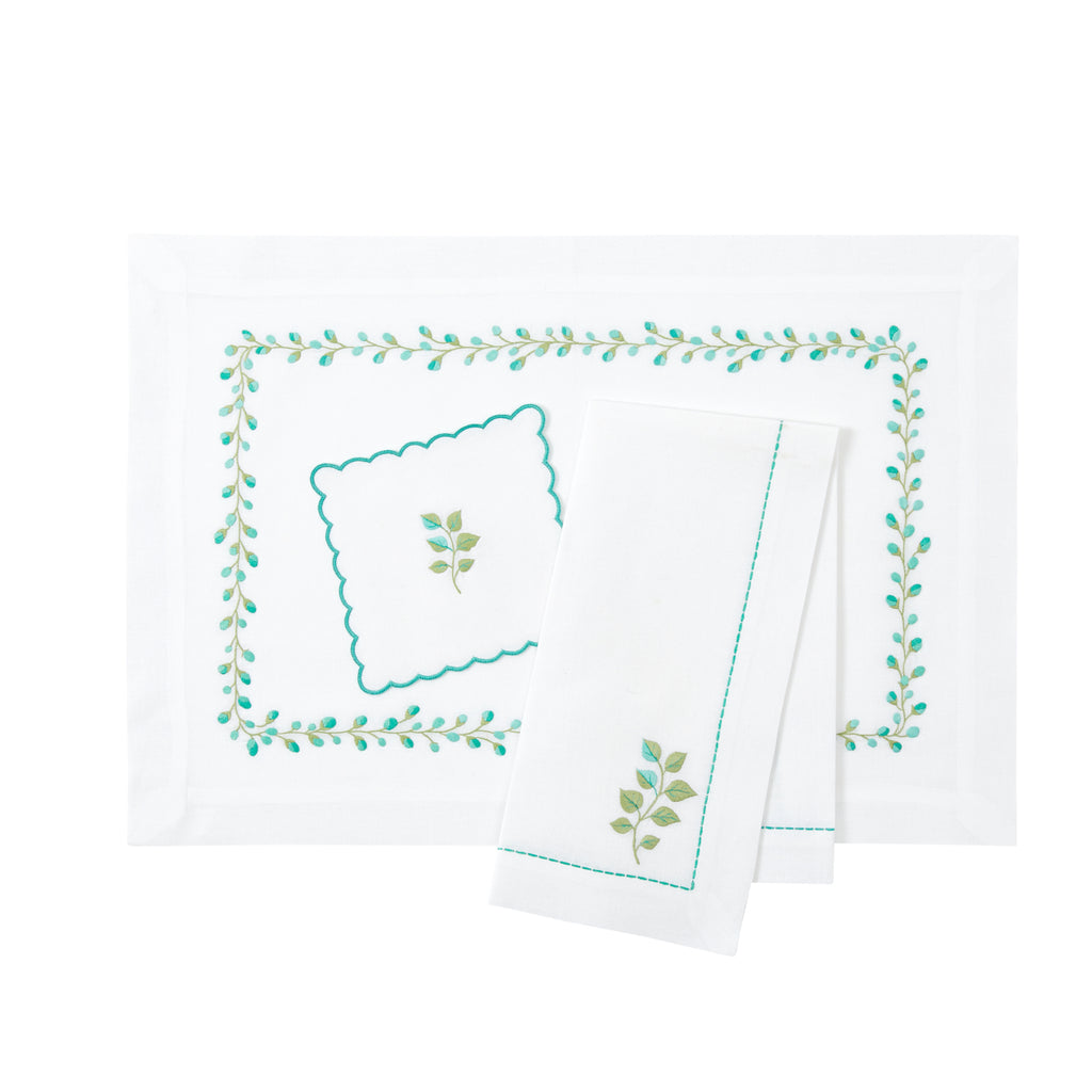 Placemat Bud Aqua/Green 48x33cm Nina Campbell