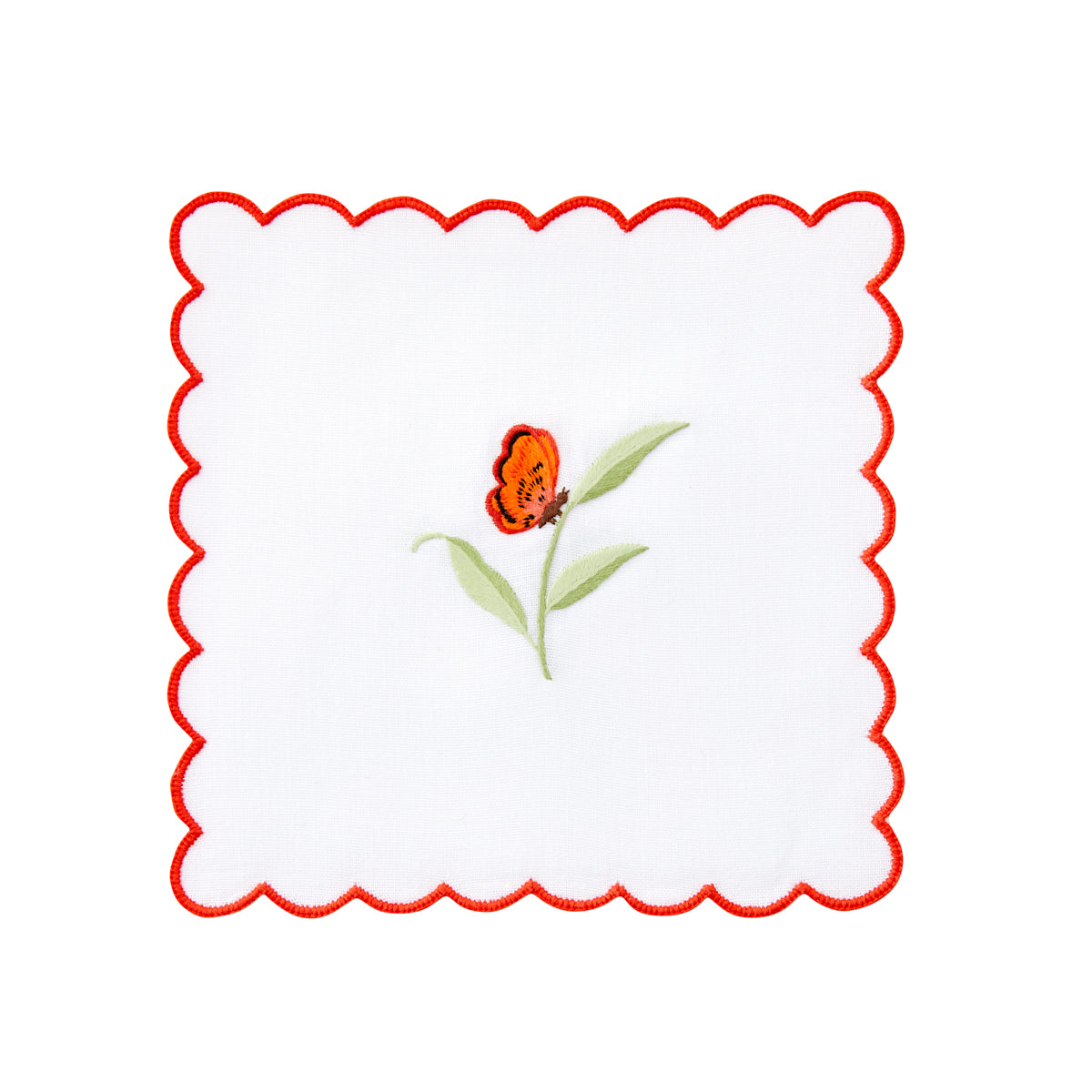 Nina Campbell Cocktail Napkin/Coaster - Coral Butterfly