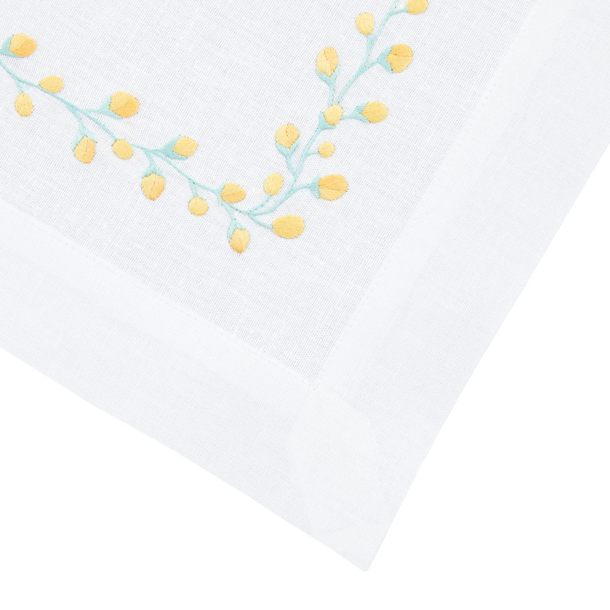 Nina Campbell Bud Placemat Yellow/Aqua  close up