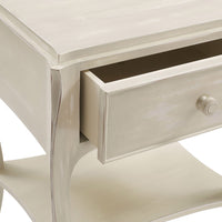 Nina Campbell Margot End Table against a white background drawer close up shot