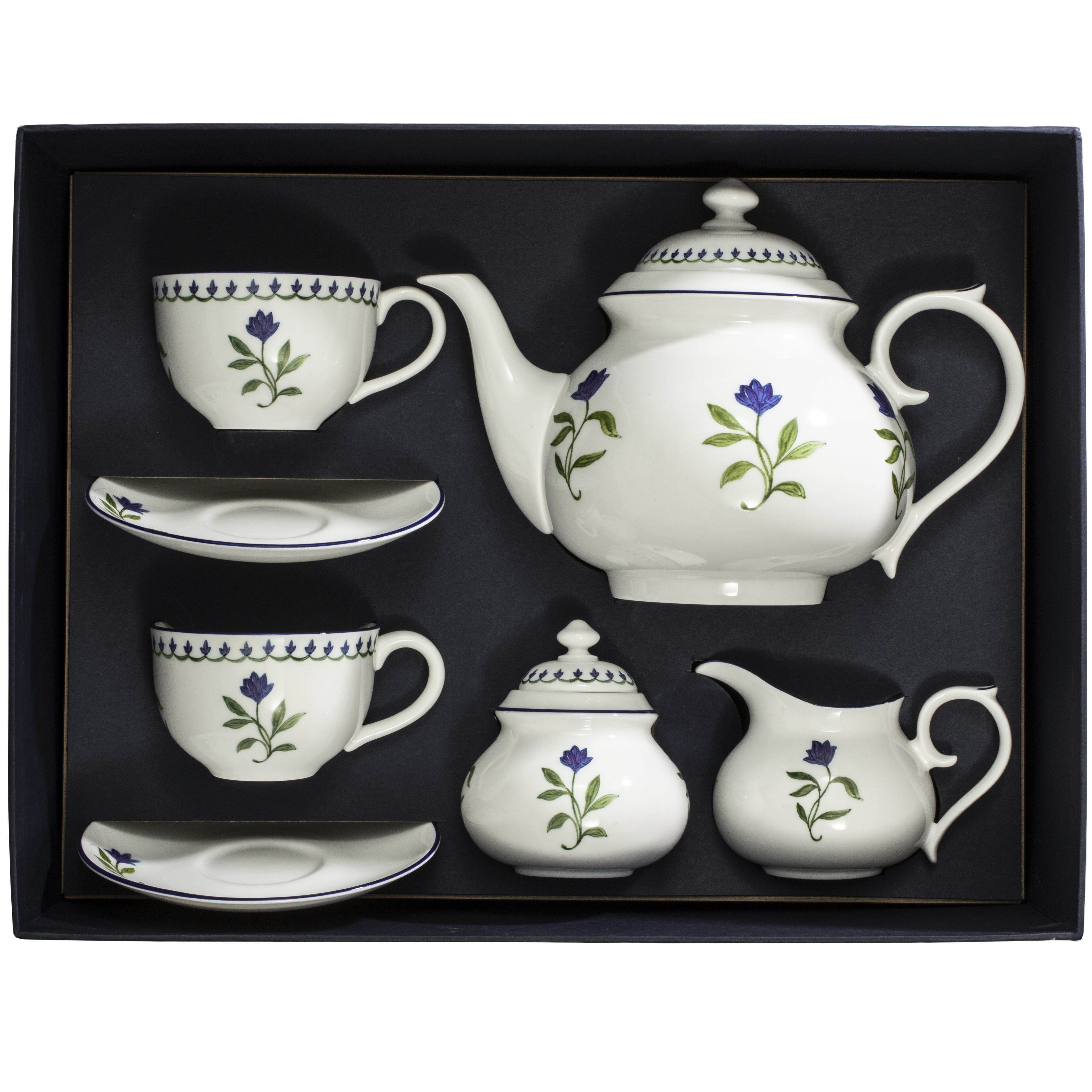 Marguerite Tea Set for Two Blue