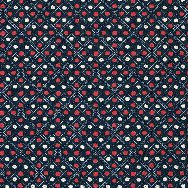 Nina Campbell Fabric - Claribel Claribel Indigo/Red NCF4281-05