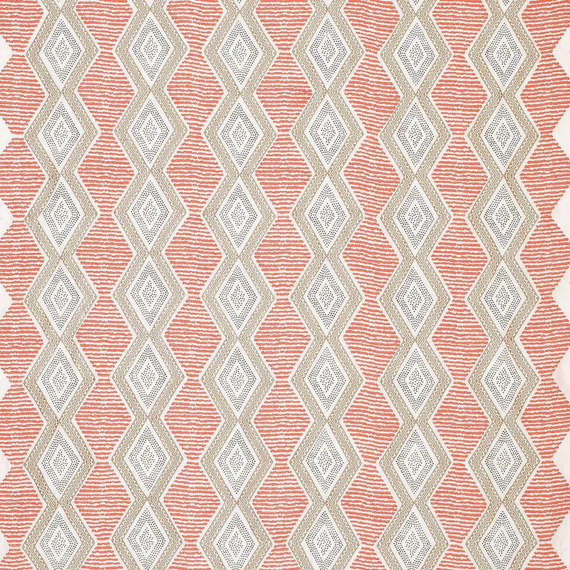 Nina Campbell Fabric - Les Rêves Belle Île Coral/Beige/Choc NCF4291-01