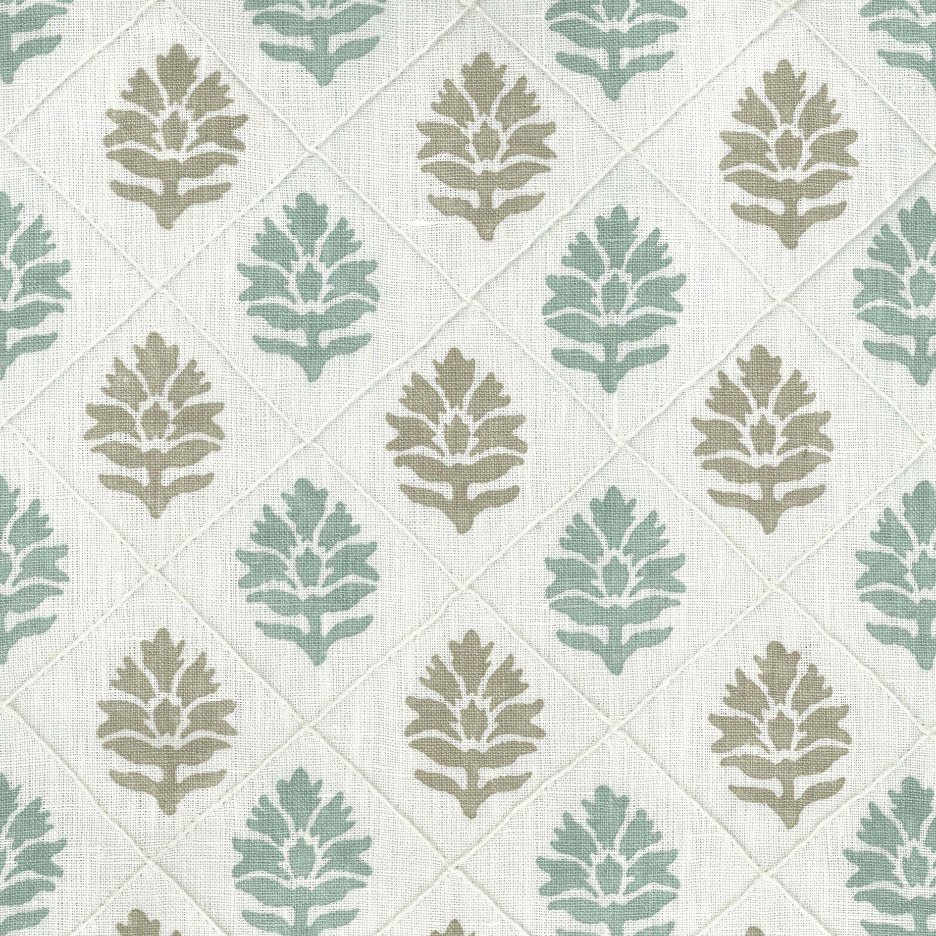 Nina Campbell Fabric - Les Rêves Camille Aqua/Beige NCF4292-02