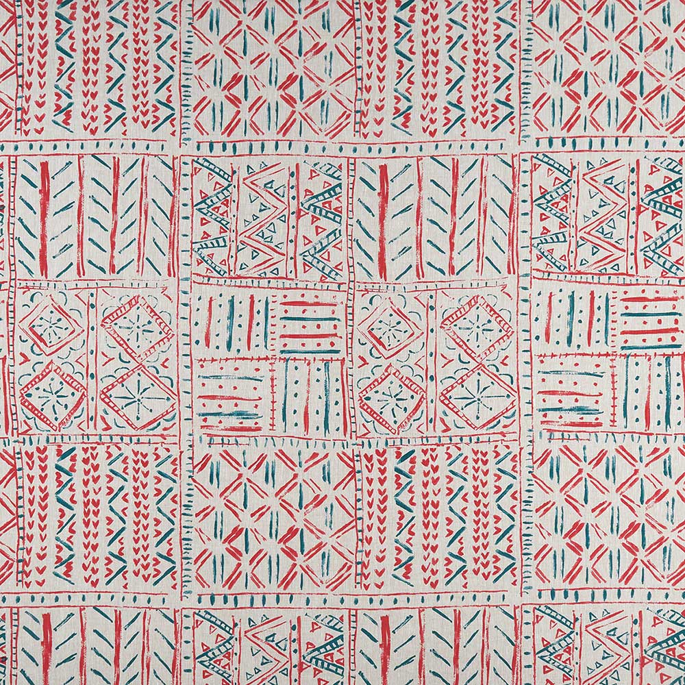 Nina Campbell Fabric - Ashdown Cloisters Red/Freh Blue NCF4361-04