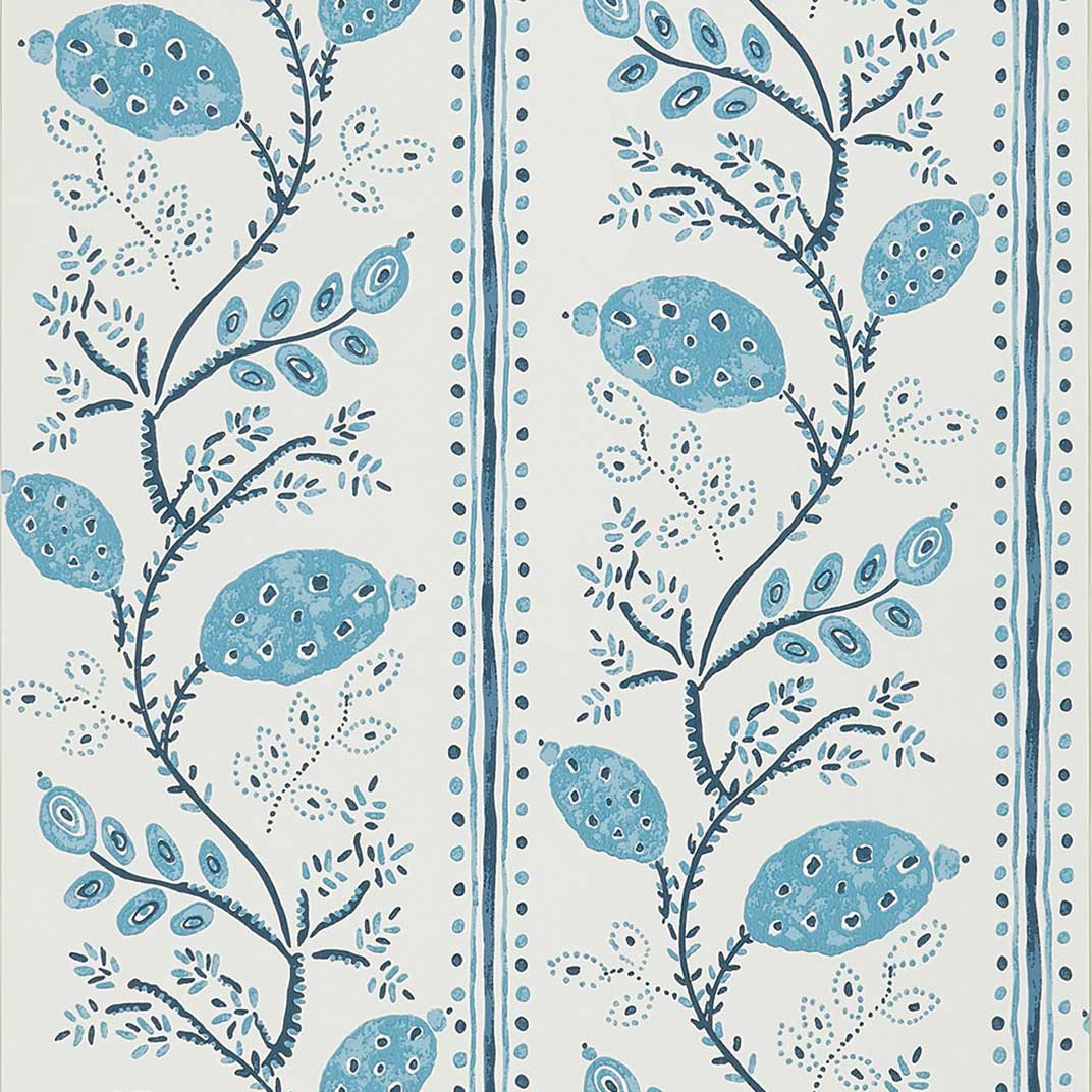 Nina Campbell Wallpaper - Ashdown Pomegranate Trail Indigo/Blue NCW4390-01