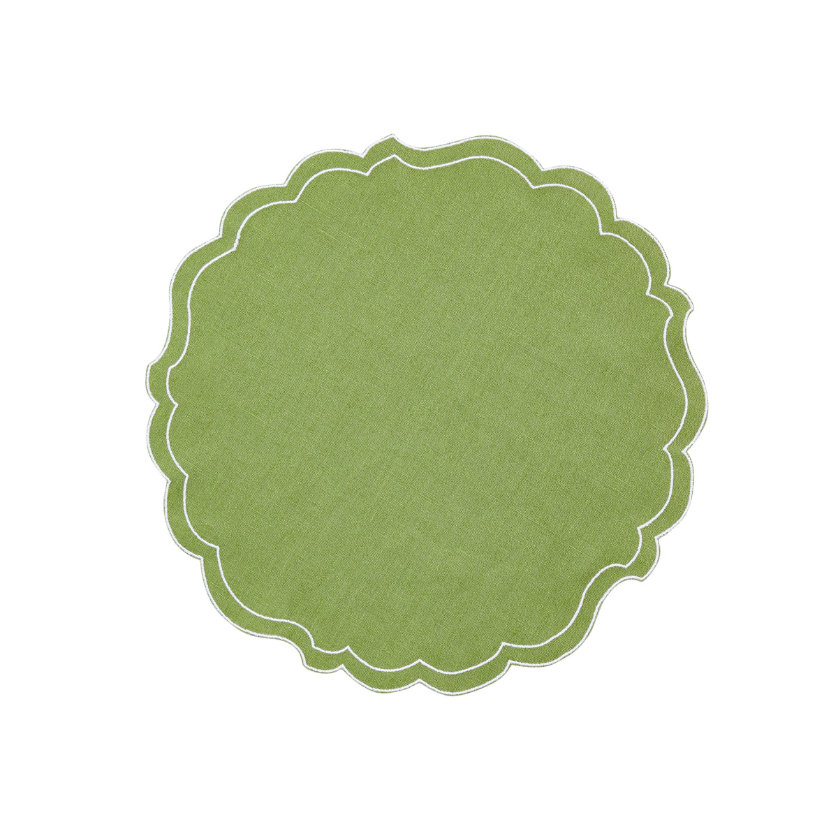 Nina Campbell Coated Linen Papersmooth Placemat Green/White against a white background