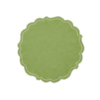 Nina Campbell Coated Linen Papersmooth Placemat Green/White against a white background