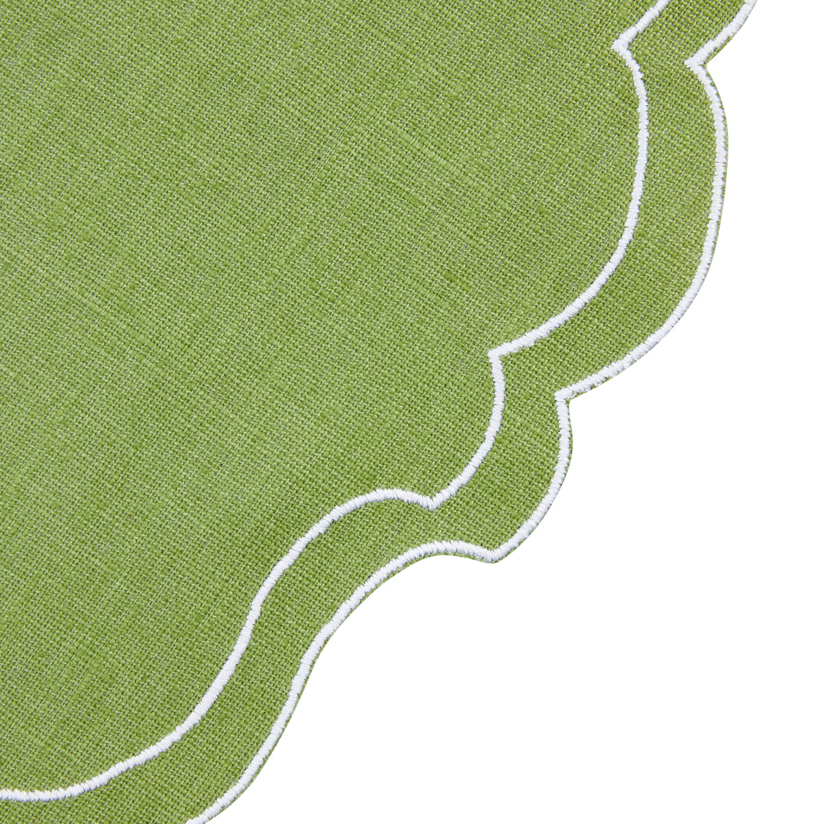 Nina Campbell Coated Linen Papersmooth Placemat Green/White close up shot