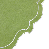 Nina Campbell Coated Linen Papersmooth Placemat Green/White close up shot