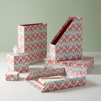 Tissue Box Ginko Tulips Coral/Aqua