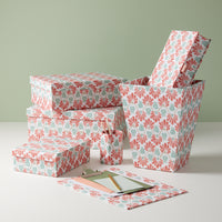 Tissue Box Ginko Tulips Coral/Aqua