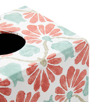 Tissue Box Ginko Tulips Coral/Aqua