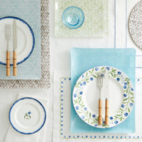 Nina Campbell Fabric Tray Small Basketweave Green on table setting