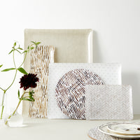 Nina Campbell Fabric Tray Large Grey with other arles, basketweave, and grey heart trays