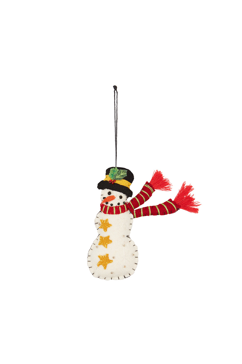 Snowman Black Hat Red Scarf Ornament Small