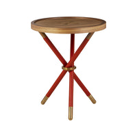 Nina Campbell Button Table in Lipstick Red against a white background