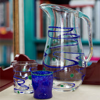 Nina Campbell Wackie Dot Glass Cobalt Blue with other wackie dot glassware