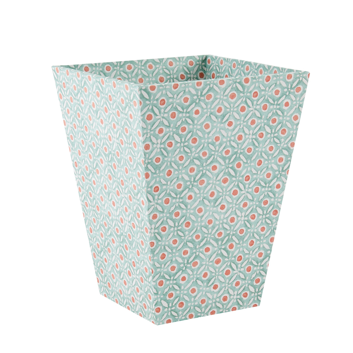 Waste Bin Batik Dots Coral/Aqua
