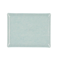 Nina Campbell Fabric Tray Large Stripe Aqua and White against a white background