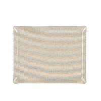 Nina Campbell Fabric Tray Large Stripe Beige and White against a white background