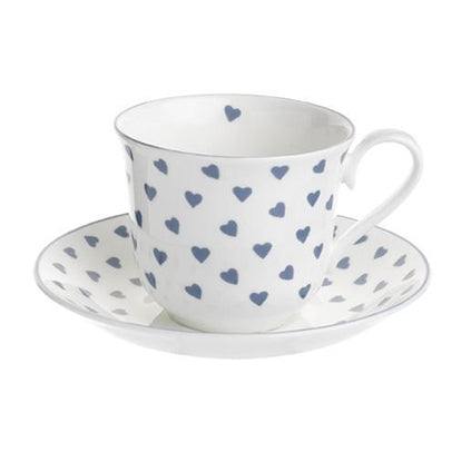 Nina Campbell Chatsworth Teacup & Saucer - Blue Heart