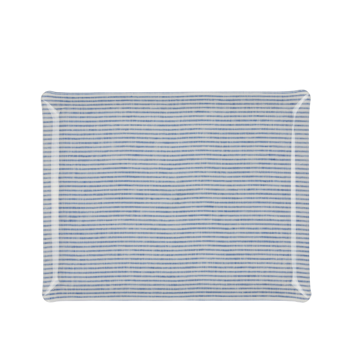 Nina Campbell Fabric Tray Medium - Stripe Blue and White against a white background