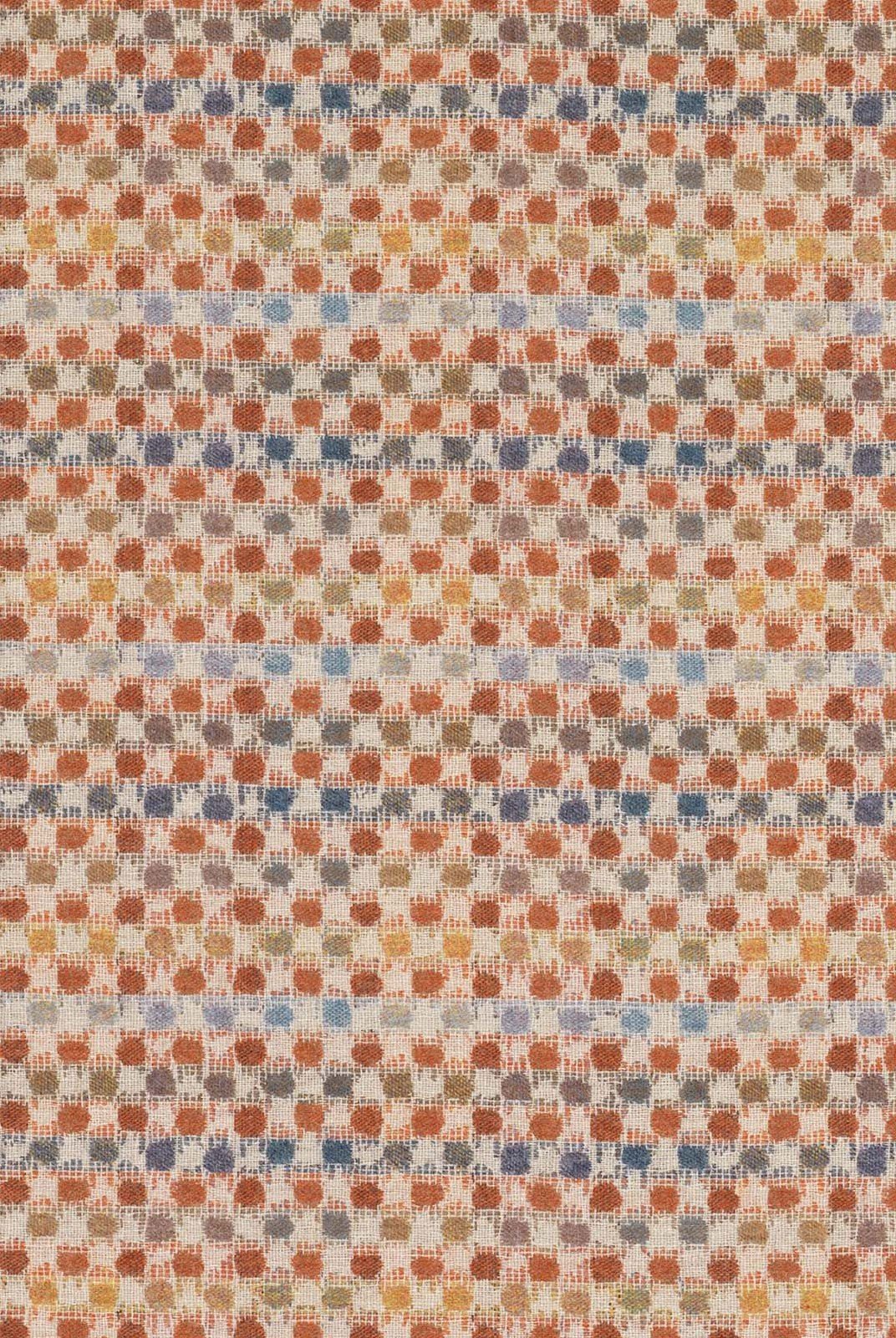Nina Campbell Fabric - Brodie Weaves Coral/Blue/Gold NCF4140-01