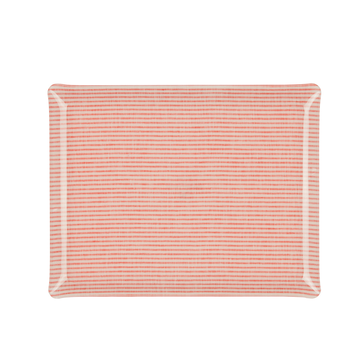 Nina Campbell Fabric Tray Large - Stripe Coral and White