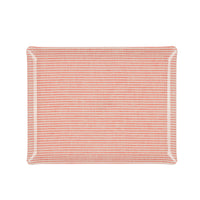 Nina Campbell Fabric Tray Large - Stripe Coral and White against a white background