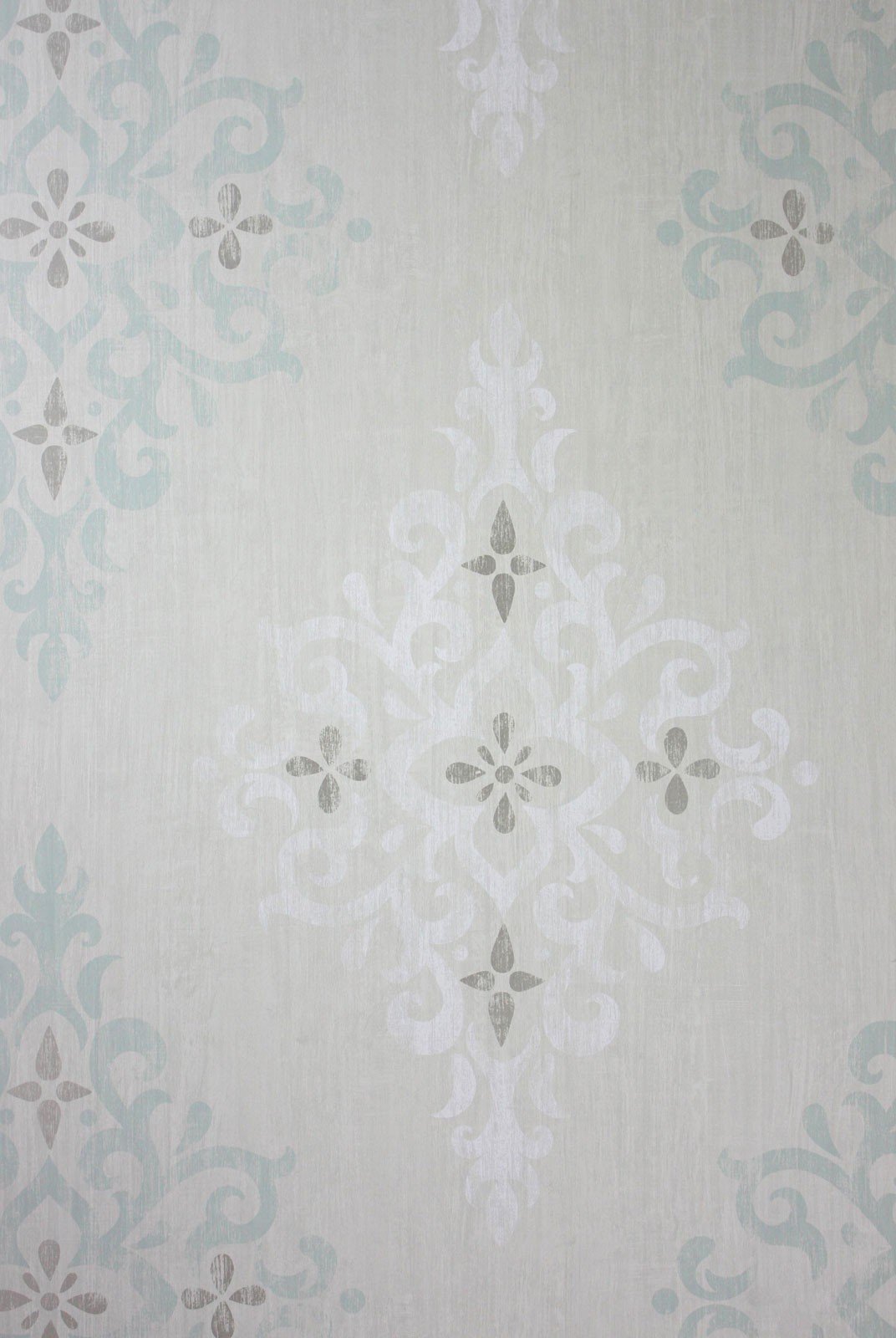 Nina Campbell Wallpaper - Braemar Holmwood Aqua/White NCW4120-01