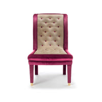 Nina Campbell Isabella Chair in pink and beige fabrics against a white background