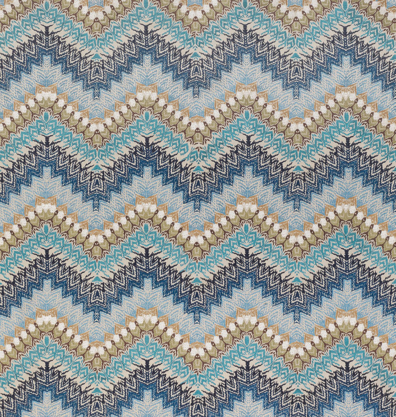Nina Campbell Fabric - Coromandel Mardi Gras Blue/Indigo NCF4240-01