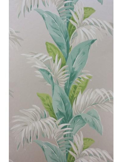 Nina Campbell Wallpaper - Coromandel Palmetto Aqua/Stone/Green NCW4274-02