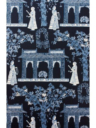 Nina Campbell Wallpaper - Coromandel Pavilion Garden Midnight NCW4272-01
